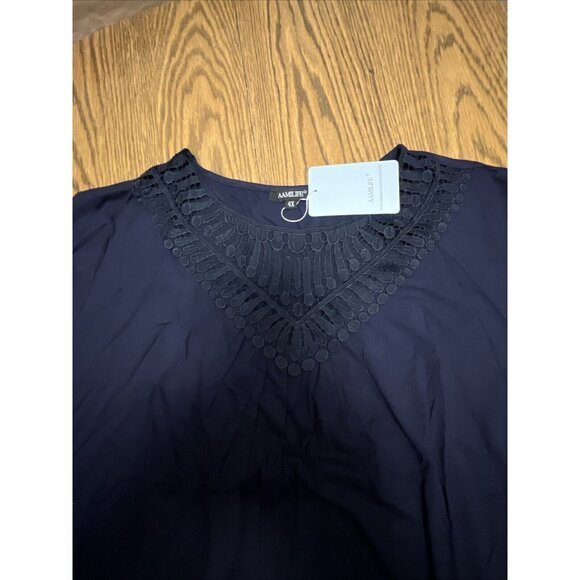 AAMILIFE Women’s Plus size 4x Long Sleeve Shirts Lace Pleated Tunic  Tops GR56 - Picture 3 of 3